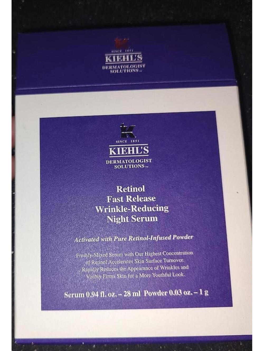Kiehl's Retinol Wrinkle-Reducing Night Serum & Powder Boxed Set 0.94 oz 28 ml